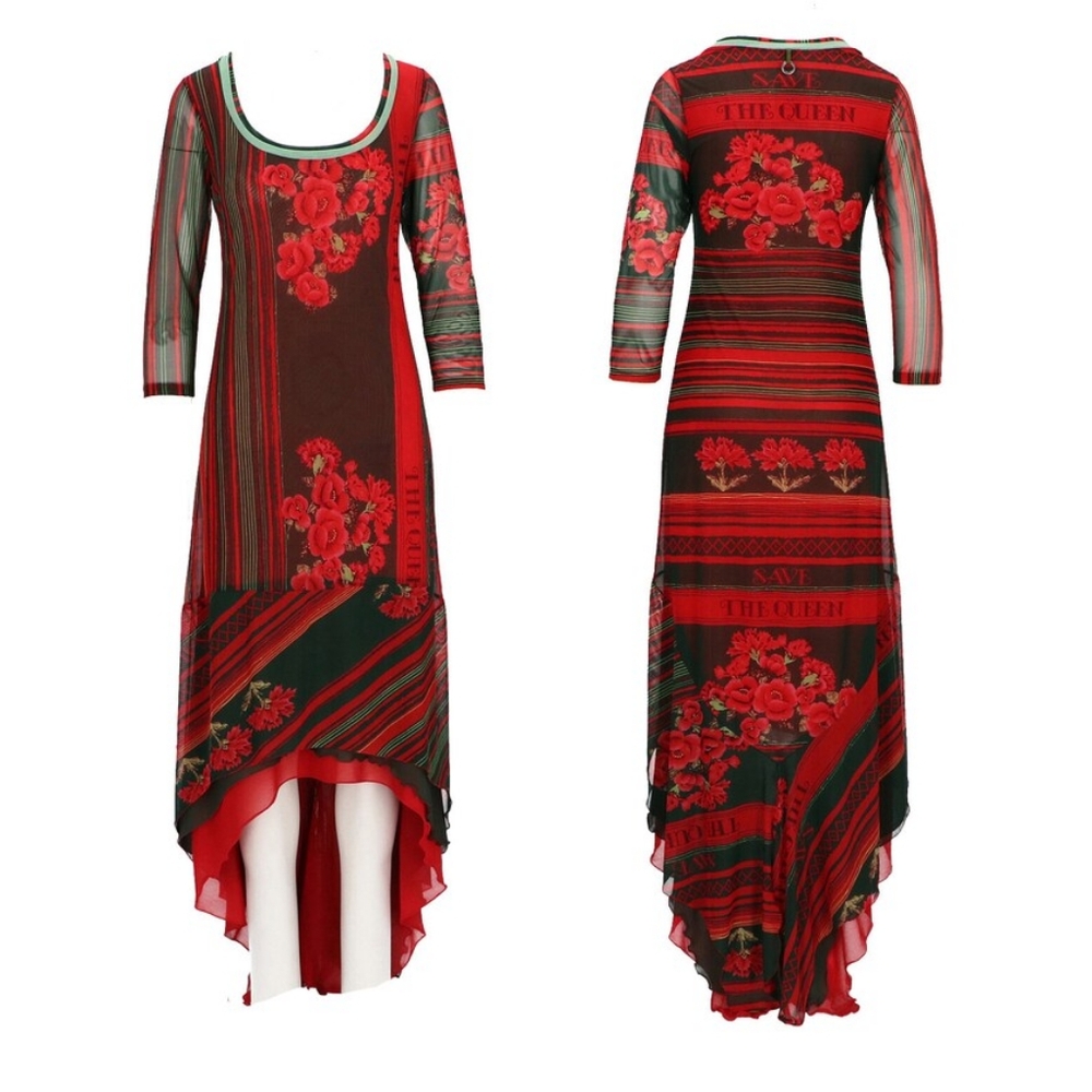 SAVE THE QUEEN Iconic Rare Vintage 90s Y2K Long Sleeved Mesh Maxi Dress …